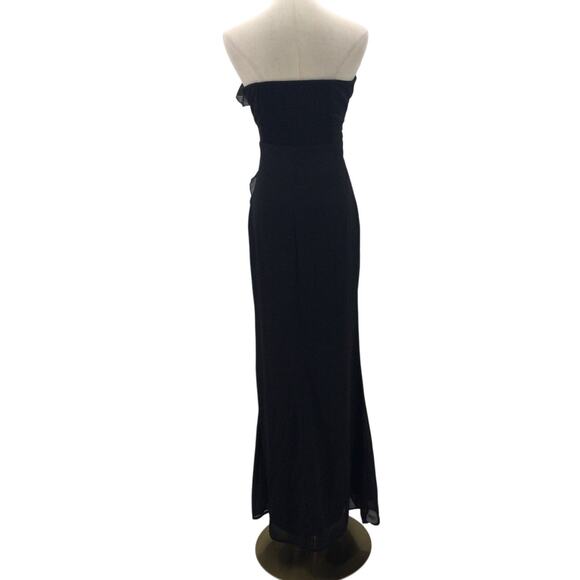 LULU'S M Excellent Sensation Black Strapless Ruffled Formal Maxi Dress NEW B116 - Picture 4 of 10